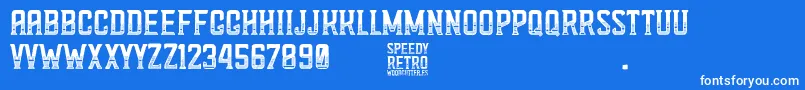 Speedy Retro Font – White Fonts on Blue Background