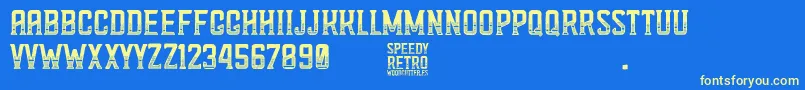 Speedy Retro Font – Yellow Fonts on Blue Background