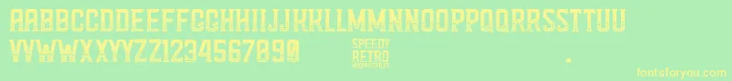 フォントSpeedy Retro – 黄色の文字が緑の背景にあります