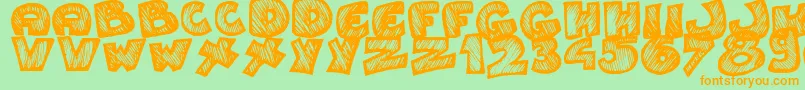 Speedy-Schriftart – Orangefarbene Schriften auf grünem Hintergrund