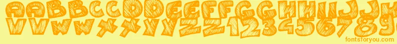Speedy-Schriftart – Orangefarbene Schriften auf gelbem Hintergrund