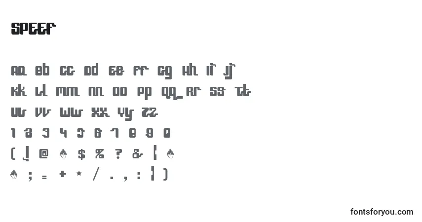 Schriftart SPEEF    (141619) – Alphabet, Zahlen, spezielle Symbole