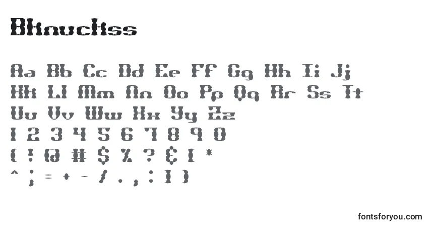 Schriftart Bknuckss – Alphabet, Zahlen, spezielle Symbole