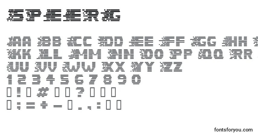A fonte SPEERG   (141622) – alfabeto, números, caracteres especiais