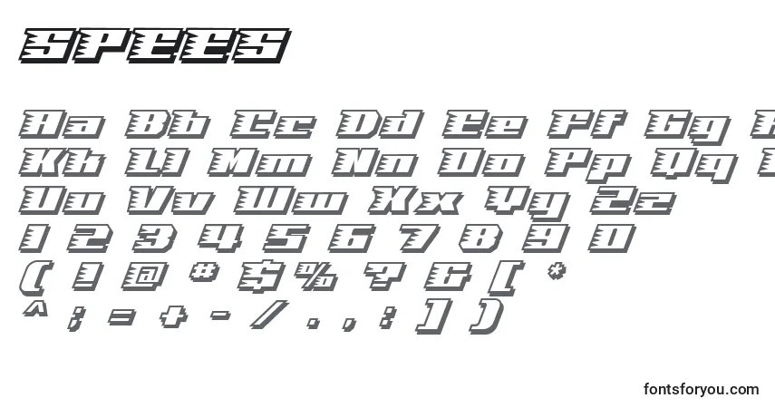 A fonte SPEES    (141623) – alfabeto, números, caracteres especiais