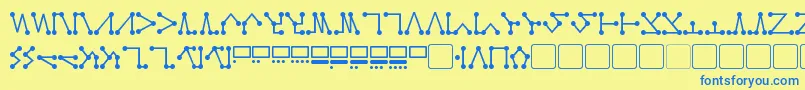 フォントSpellweaver Nodes – 青い文字が黄色の背景にあります。