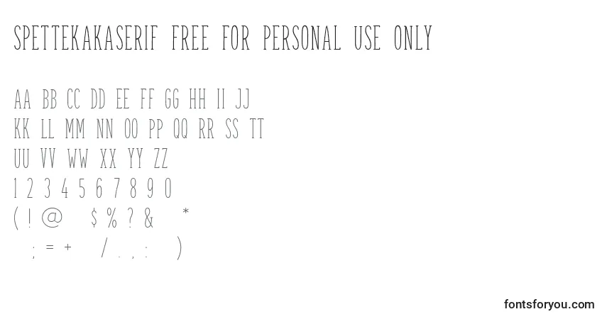 Schriftart SpettekakaSerif FREE FOR PERSONAL USE ONLY – Alphabet, Zahlen, spezielle Symbole