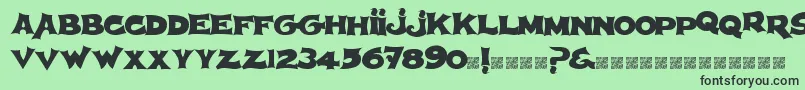 フォントSpherism – 緑の背景に黒い文字