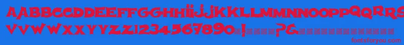 Spherism Font – Red Fonts on Blue Background