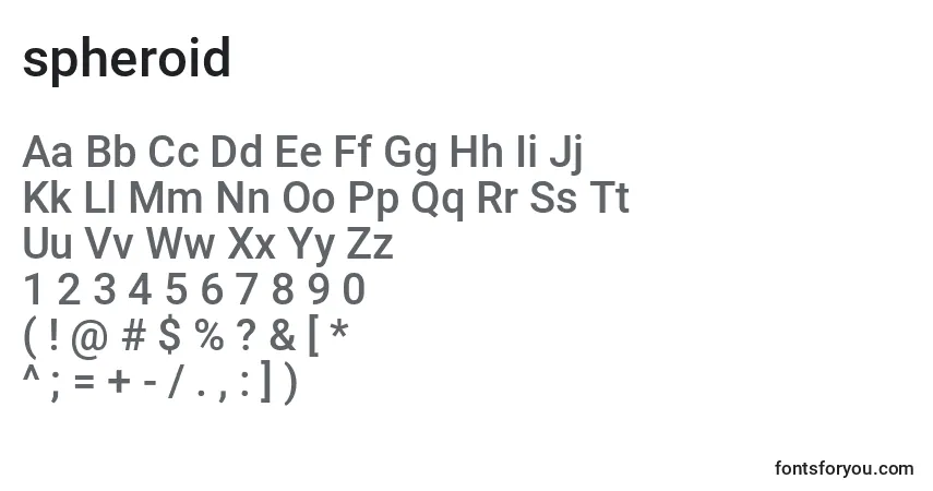 Schriftart Spheroid (141627) – Alphabet, Zahlen, spezielle Symbole