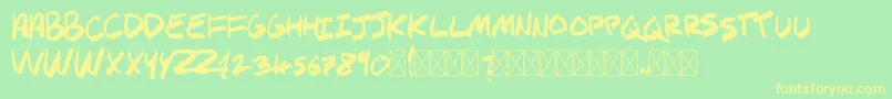 SPHYNX-Schriftart – Gelbe Schriften auf grünem Hintergrund