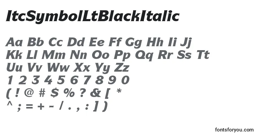 Шрифт ItcSymbolLtBlackItalic – алфавит, цифры, специальные символы
