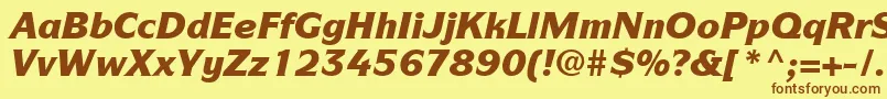 Fonte ItcSymbolLtBlackItalic – fontes marrons em um fundo amarelo