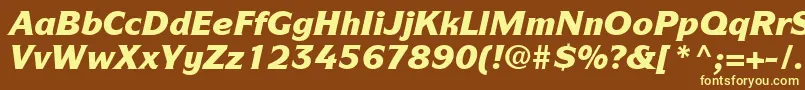 ItcSymbolLtBlackItalic-fontti – keltaiset fontit ruskealla taustalla