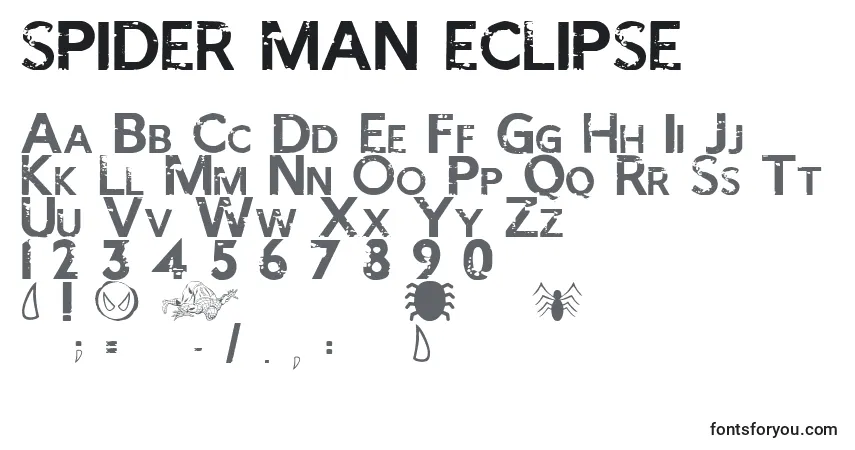 Czcionka SPIDER MAN ECLIPSE – alfabet, cyfry, specjalne znaki