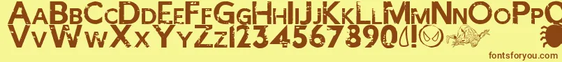 SPIDER MAN ECLIPSE Font – Brown Fonts on Yellow Background