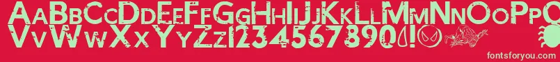 SPIDER MAN ECLIPSE-Schriftart – Grüne Schriften auf rotem Hintergrund