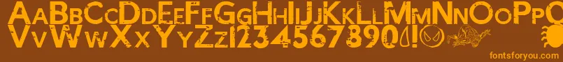 SPIDER MAN ECLIPSE-Schriftart – Orangefarbene Schriften auf braunem Hintergrund