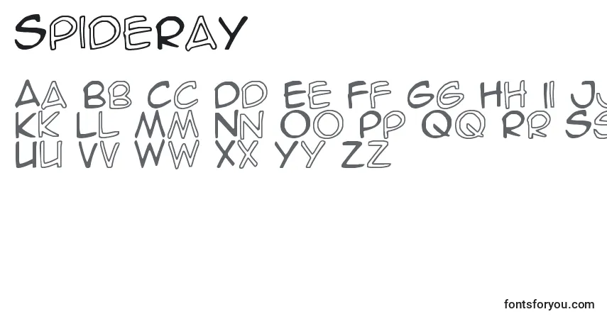 Schriftart SpideRaY – Alphabet, Zahlen, spezielle Symbole