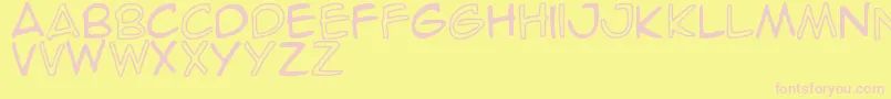 SpideRaY-Schriftart – Rosa Schriften auf gelbem Hintergrund