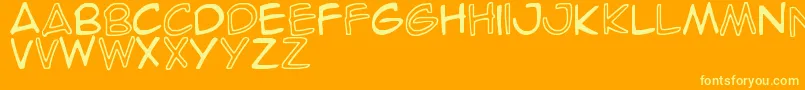 Saiba mais sobre a fonte SpideRaY Fonte SpideRaY – fontes amarelas em um fundo laranja