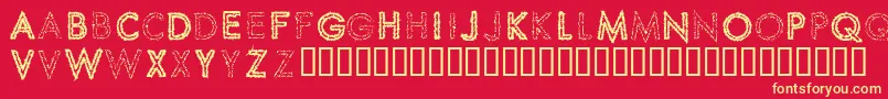SPIKCS  -Schriftart – Gelbe Schriften auf rotem Hintergrund