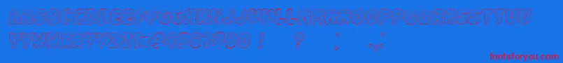Spiky Italic-Schriftart – Rote Schriften auf blauem Hintergrund