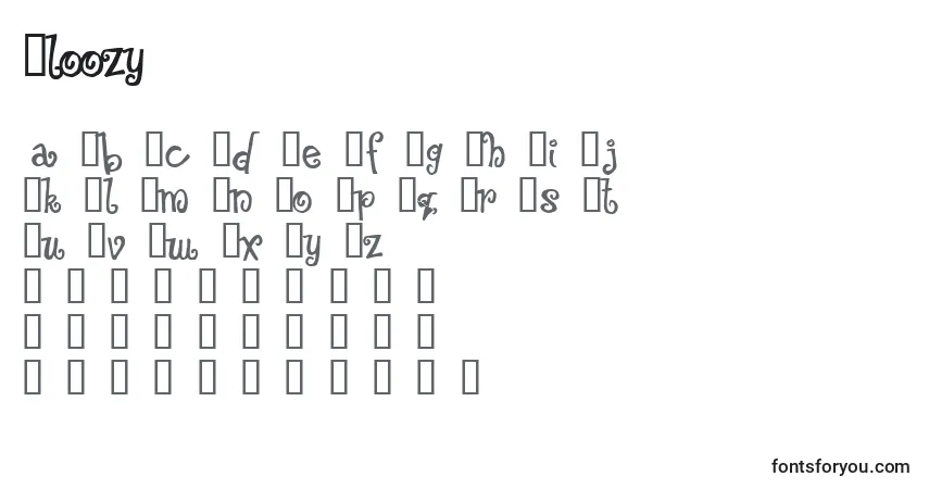 A fonte Floozy – alfabeto, números, caracteres especiais