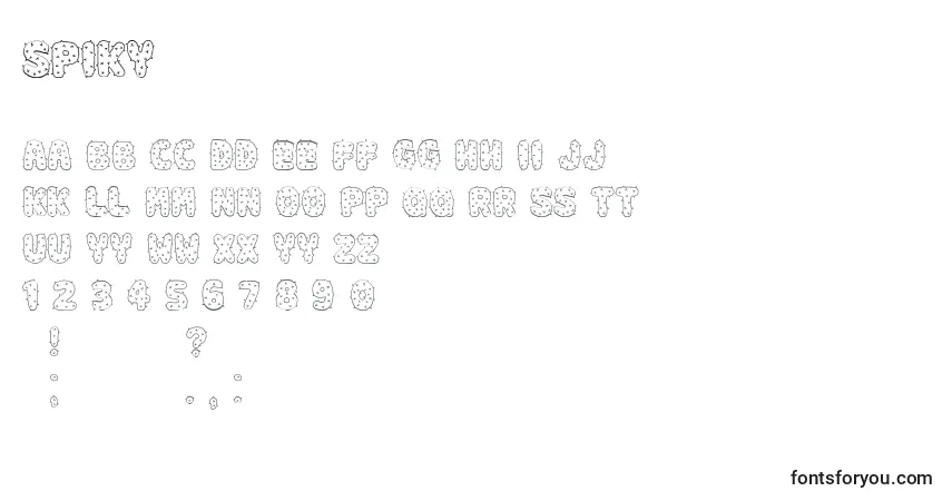 Schriftart Spiky – Alphabet, Zahlen, spezielle Symbole