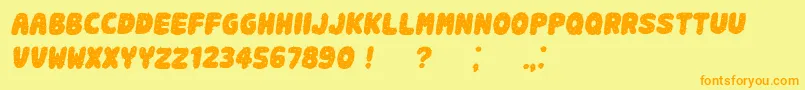 フォントSpikyBook Italic – オレンジの文字が黄色の背景にあります。