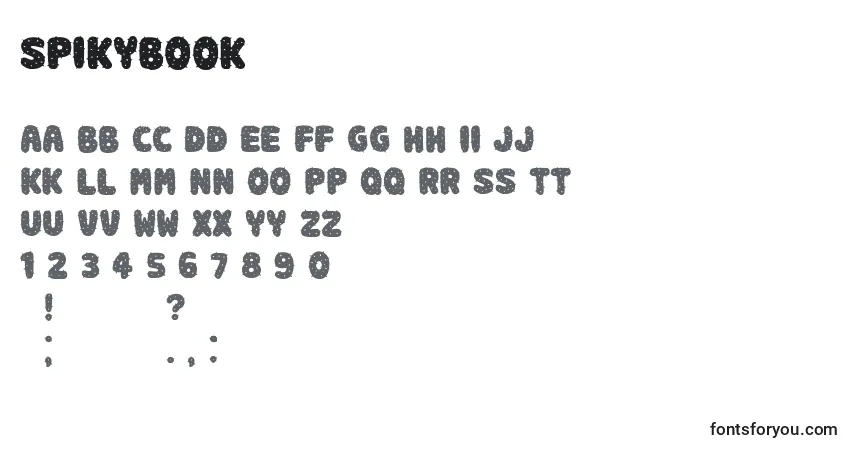 A fonte SpikyBook – alfabeto, números, caracteres especiais