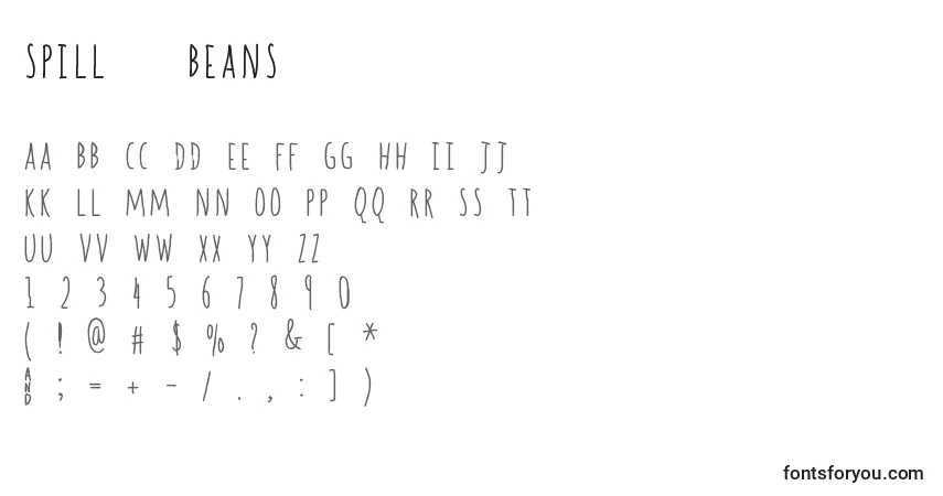 Czcionka Spill   Beans – alfabet, cyfry, specjalne znaki