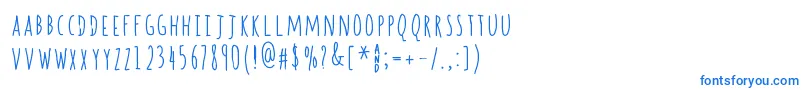 Spill   Beans-Schriftart – Blaue Schriften auf weißem Hintergrund