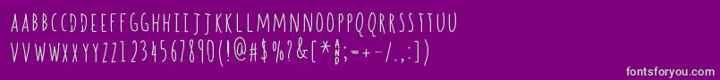 Spill   Beans-fontti – vihreät fontit violetilla taustalla