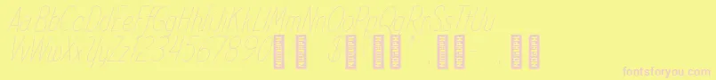 Fonte SpindleRefined Regular – fontes rosa em um fundo amarelo