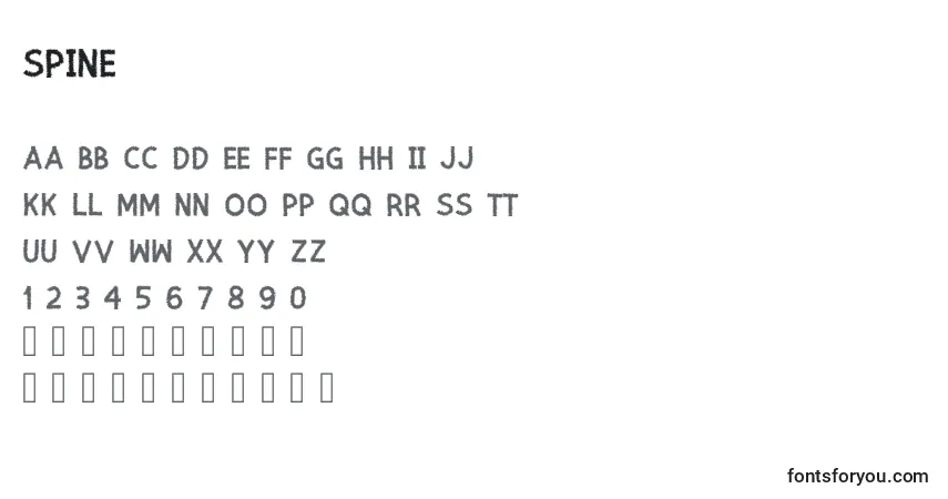 Шрифт Spine – алфавит, цифры, специальные символы