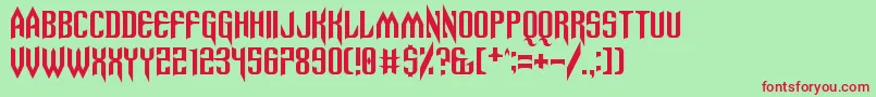 Spinebiting Font – Red Fonts on Green Background