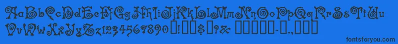 SPINSTEE-Schriftart – Schwarze Schriften auf blauem Hintergrund
