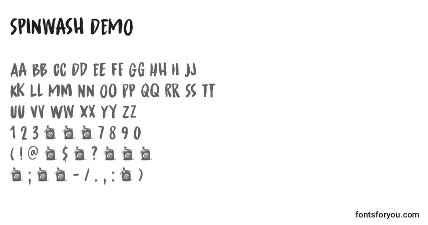Шрифт Spinwash DEMO – алфавит, цифры, специальные символы