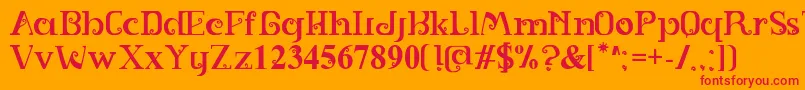 フォントSPIRAL – オレンジの背景に赤い文字