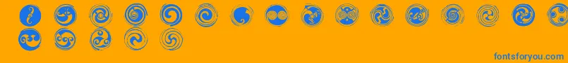 spirals  Font – Blue Fonts on Orange Background