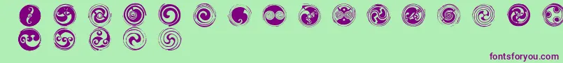 spirals  Font – Purple Fonts on Green Background