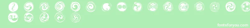 Fonte spirals  – fontes brancas em um fundo verde