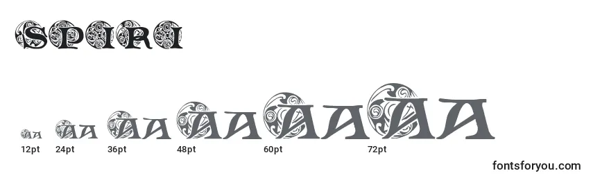 Размеры шрифта SPIRI    (141654)