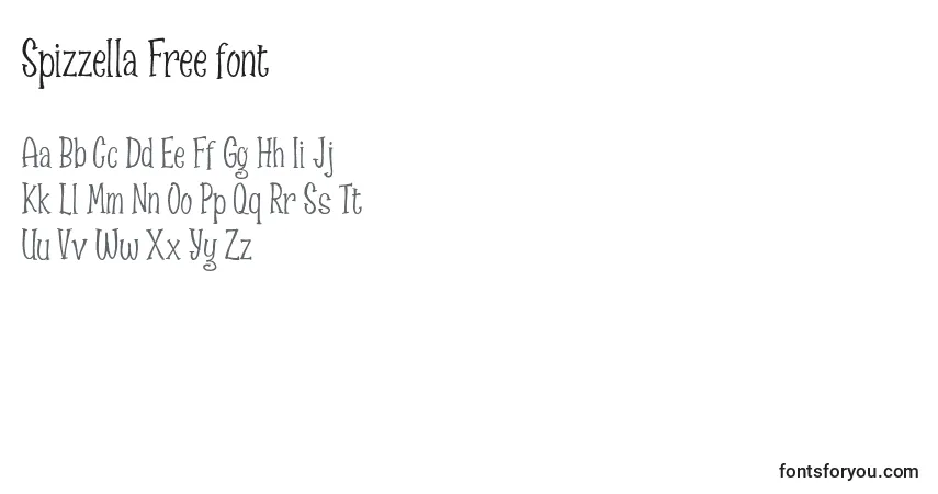 A fonte Spizzella Free font – alfabeto, números, caracteres especiais