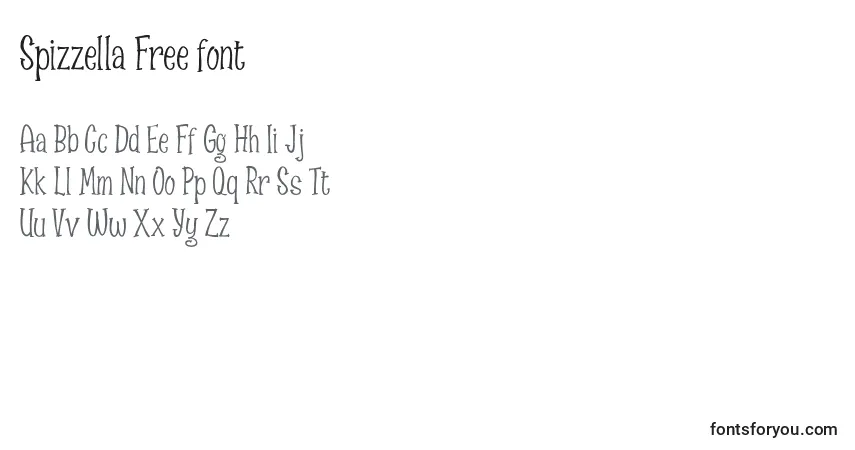 Schriftart Spizzella Free font (141659) – Alphabet, Zahlen, spezielle Symbole