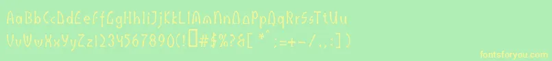 フォントIndus – 黄色の文字が緑の背景にあります