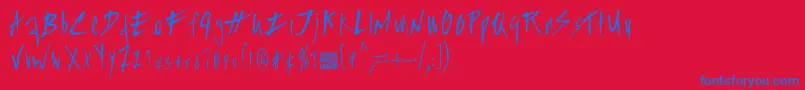 Splasher-Schriftart – Blaue Schriften auf rotem Hintergrund