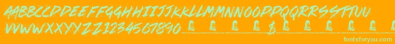 Splat Attack Font – Green Fonts on Orange Background