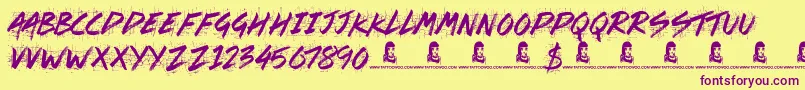 Splat Attack Font – Purple Fonts on Yellow Background